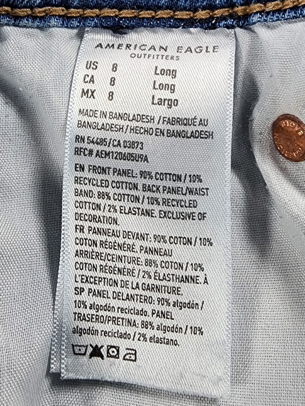 American Eagle Low Rise Baggy Ultra Wide Leg Jeans 8 Long Strigid Y2K - Picture 6 of 12